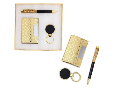 Corporate Gift Set for Men & Women | Metal Pen,Keychain & Credit Card Holder Combo | Premium Office Table Gift Hamper | Birthday Anniversary Gift for Husband, Boss, Employees