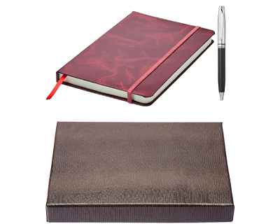 Journal/Notebook/Diary With Ribbon Bookmark & Metal Roller Ballpen