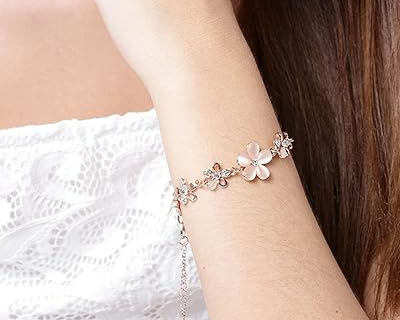 Bracelets for Women Stylish Rose Gold Plated Crystal Bracelet Bangle Jewellery for Girls and Women