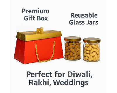 Premium Dry Fruit Gift Box – Almonds & Cashews in Unbreakable Jars