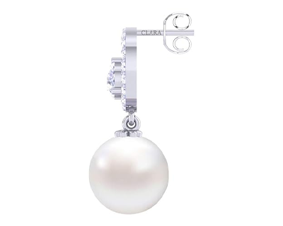 Sterling Silver Swiss Zirconia Pearl Earrings | Gift for Women and Girls