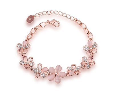 Bracelets for Women Stylish Rose Gold Plated Crystal Bracelet Bangle Jewellery for Girls and Women